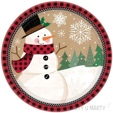 talerzyki papierowe balwanek amscan 18 cm 8 szt