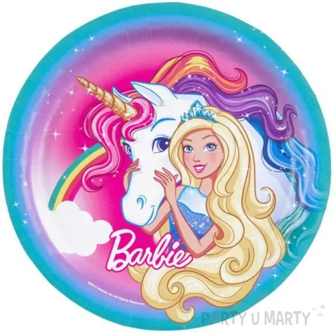 talerzyki papierowe barbie dreamtopia amscan 23 cm 8 szt
