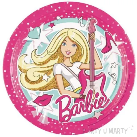 talerzyki papierowe barbie popstar 23 cm 8 szt