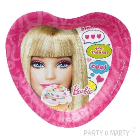 talerzyki papierowe barbie serce 18 cm 8 szt
