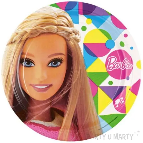 talerzyki papierowe barbie sparkle amscan 23 cm 8 szt