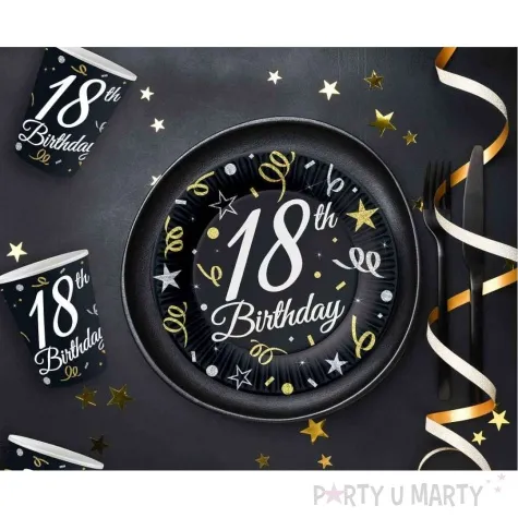 talerzyki papierowe beauty charm 18 urodziny czarny godan 18 cm 6 szt