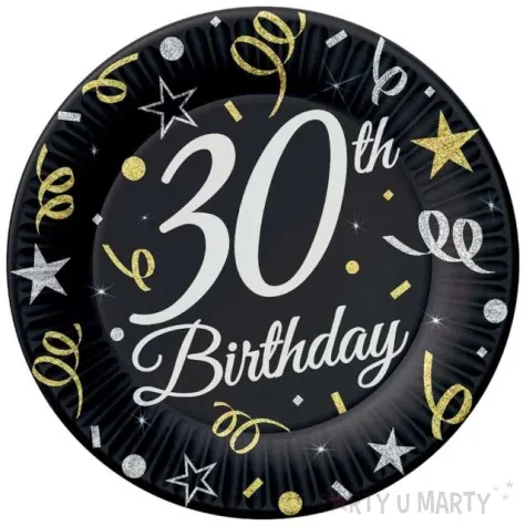 talerzyki papierowe beauty charm 30 te urodziny czarne godan 23 cm 6 szt