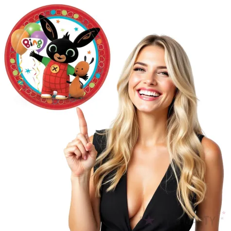 talerzyki papierowe bing i przyjaciele czerwone amscan 23 cm 8 szt