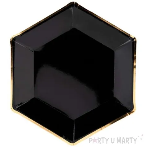 talerzyki papierowe black and gold czarne partydeco 23 cm 6 szt