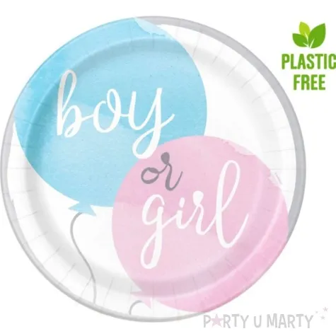 talerzyki papierowe boy or girl balony rozowo blekitny godan 23 cm 8 szt