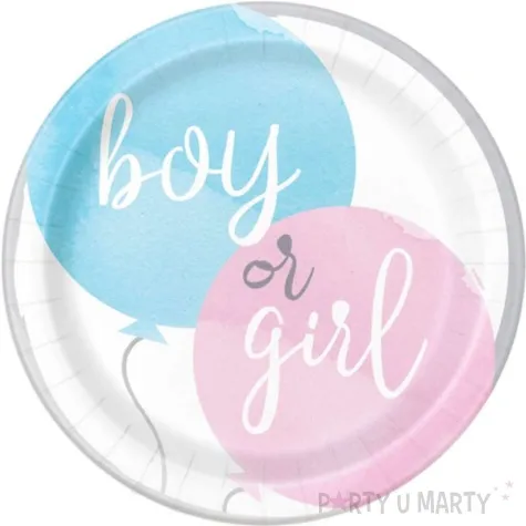 talerzyki papierowe boy or girl balony rozowo blekitny godan 23 cm 8 szt