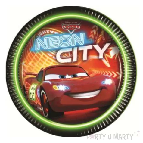 talerzyki papierowe cars neon 23 cm 8 szt