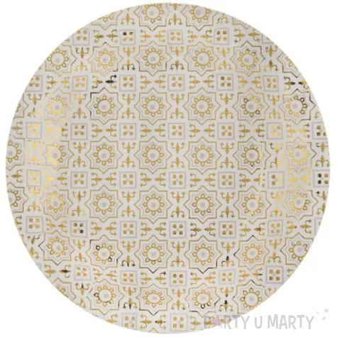 talerzyki papierowe cement tile bialo zlote santex 23 cm 10 szt