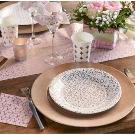 talerzyki papierowe cement tile bialo zlote santex 23 cm 10 szt