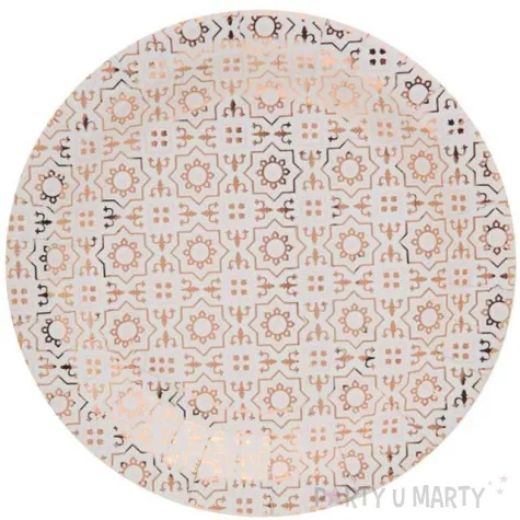 talerzyki papierowe cement tile rozowo zlote santex 23 cm 10 szt
