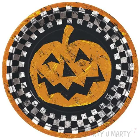 talerzyki papierowe checkered halloween unique 23 cm 8 szt