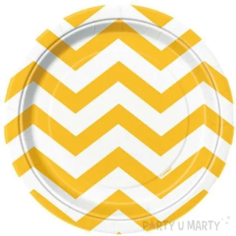 talerzyki papierowe chevron 18 cm zolte unique 8 szt