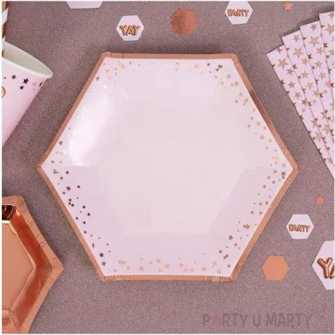 talerzyki papierowe classic glitz glamour rozowo zlote neviti 20 cm 8 szt