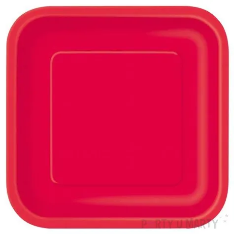 talerzyki papierowe classic kwadratowe czerwone unique 23 cm 14 szt