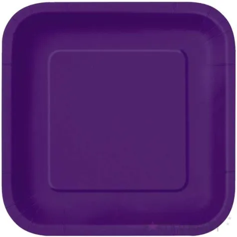 talerzyki papierowe classic kwadratowe fioletowe 23 cm 14 szt