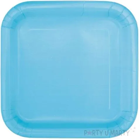 talerzyki papierowe classic kwadratowe niebieskie jasne unique 23 cm 14 szt