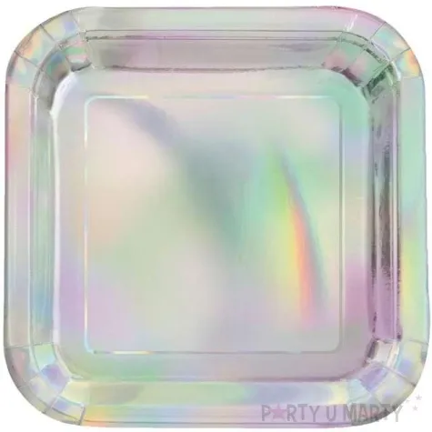 talerzyki papierowe classic kwadratowe opalizujace unique 18 cm 8 szt