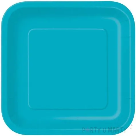 talerzyki papierowe classic kwadratowe turkusowe 23 cm 14 szt