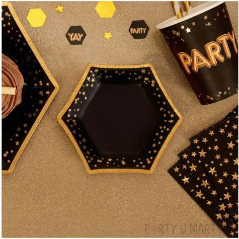 talerzyki papierowe classic mini glitz glamour czarno zlote neviti 12 5 cm 8 szt