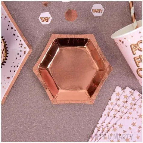 talerzyki papierowe classic mini glitz glamour rozowo zlote neviti 12 5 cm 8 szt