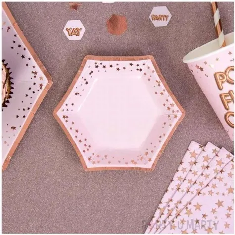 talerzyki papierowe classic mini glitz glamour rozowo zlote neviti 12 5 cm 8 szt