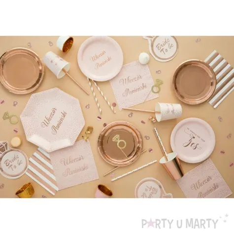talerzyki papierowe classic rozowe zloto partypal 18 cm 6 szt