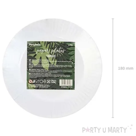 talerzyki papierowe classic turkusowe 18 cm 6 szt