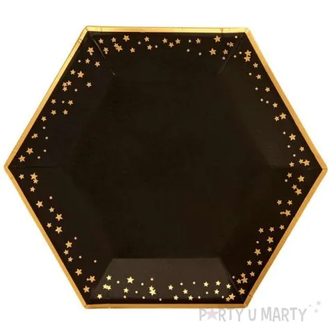 talerzyki papierowe classic xl glitz glamour czarno zlote neviti 27 cm 8 szt