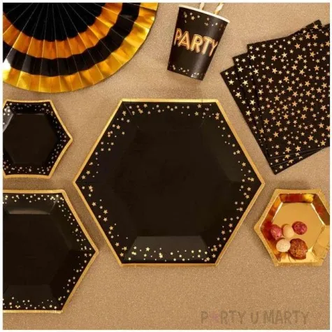 talerzyki papierowe classic xl glitz glamour czarno zlote neviti 27 cm 8 szt