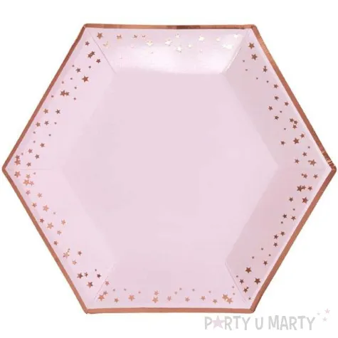 talerzyki papierowe classic xl glitz glamour rozowo zlote neviti 27 cm 8 szt