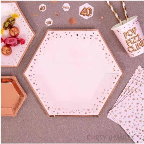 talerzyki papierowe classic xl glitz glamour rozowo zlote neviti 27 cm 8 szt