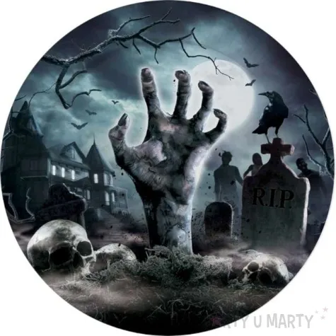 talerzyki papierowe cmentarz halloween guirca 23 cm 6 szt