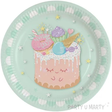 talerzyki papierowe crazy cake slodki torcik amscan 23 cm 8 szt