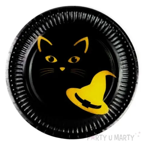 talerzyki papierowe czarownica i kot halloweenowe party congee 18cm 6 szt