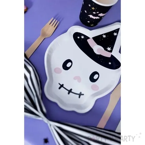 talerzyki papierowe czaszka czarownica halloween partydeco 27x18 cm 6 szt