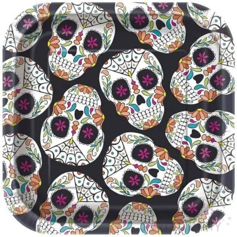 talerzyki papierowe czaszka day of the dead unique 18 cm 10 szt