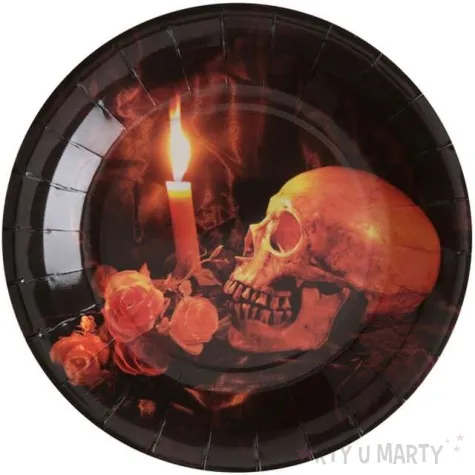 talerzyki papierowe czaszka halloween santex 23 cm 10 szt