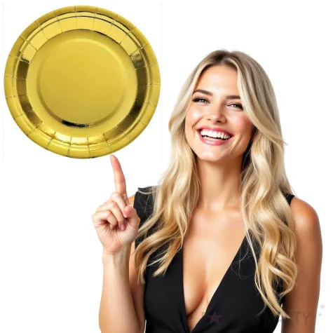 talerzyki papierowe deluxe zloto 6 szt 23cm