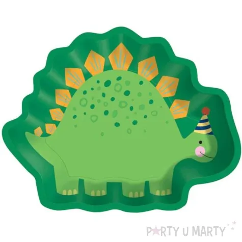 talerzyki papierowe dinozaur w czapeczce amscan 22 x 17 cm 8 szt