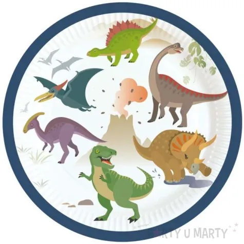 talerzyki papierowe dinozaury amscan 18 cm 8 szt