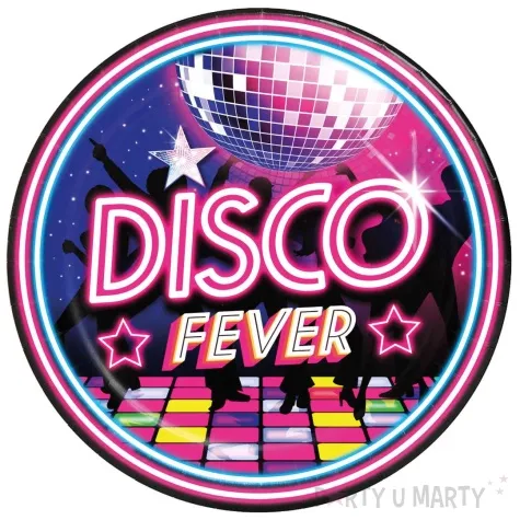 talerzyki papierowe disco fever lata 80 guirca 23 cm 6 szt