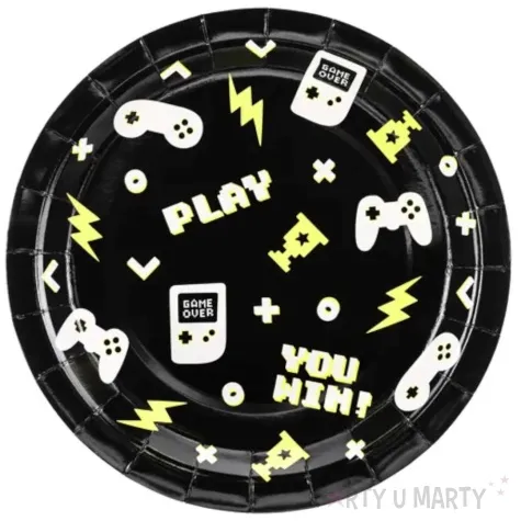 talerzyki papierowe dla gracza czarny partydeco 23 cm 6 szt