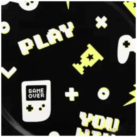 talerzyki papierowe dla gracza czarny partydeco 23 cm 6 szt