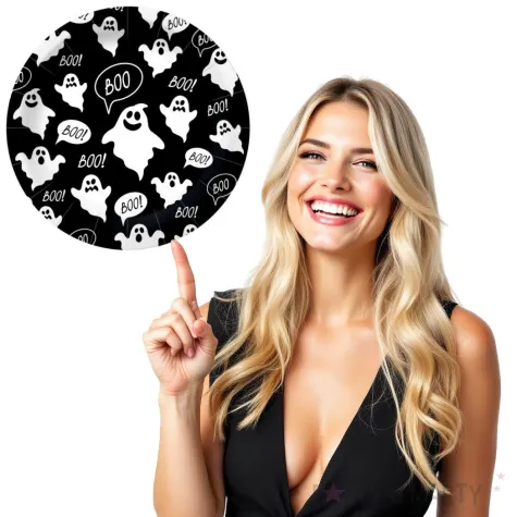 talerzyki papierowe duszki czarne paw 23 cm 10 szt