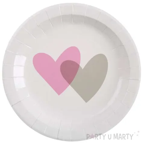 talerzyki papierowe dwa serca rozowe santex 23 cm 10 szt