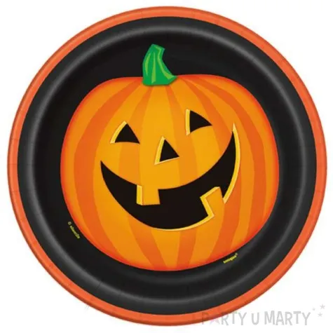 talerzyki papierowe dynia usmiechnieta 18 cm 8 szt