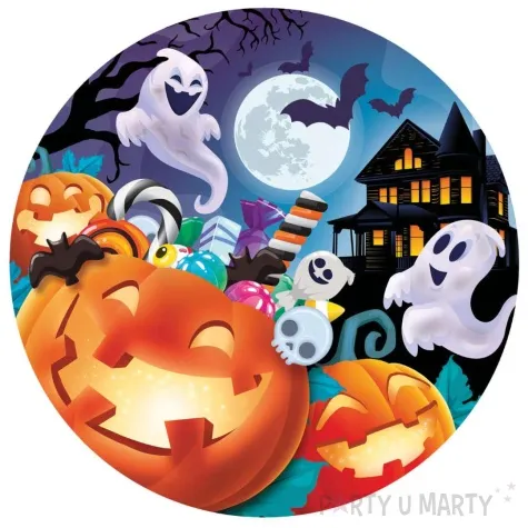 talerzyki papierowe dynie i duchy halloween guirca 23 cm 6szt