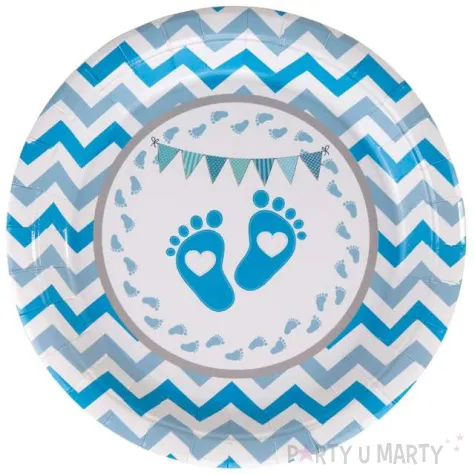 talerzyki papierowe dzieciece stopki niebieskie czakos 18 cm 8 szt