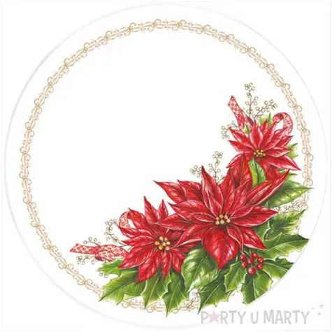 talerzyki papierowe elegancka poinsecja maki 23 cm 8 szt